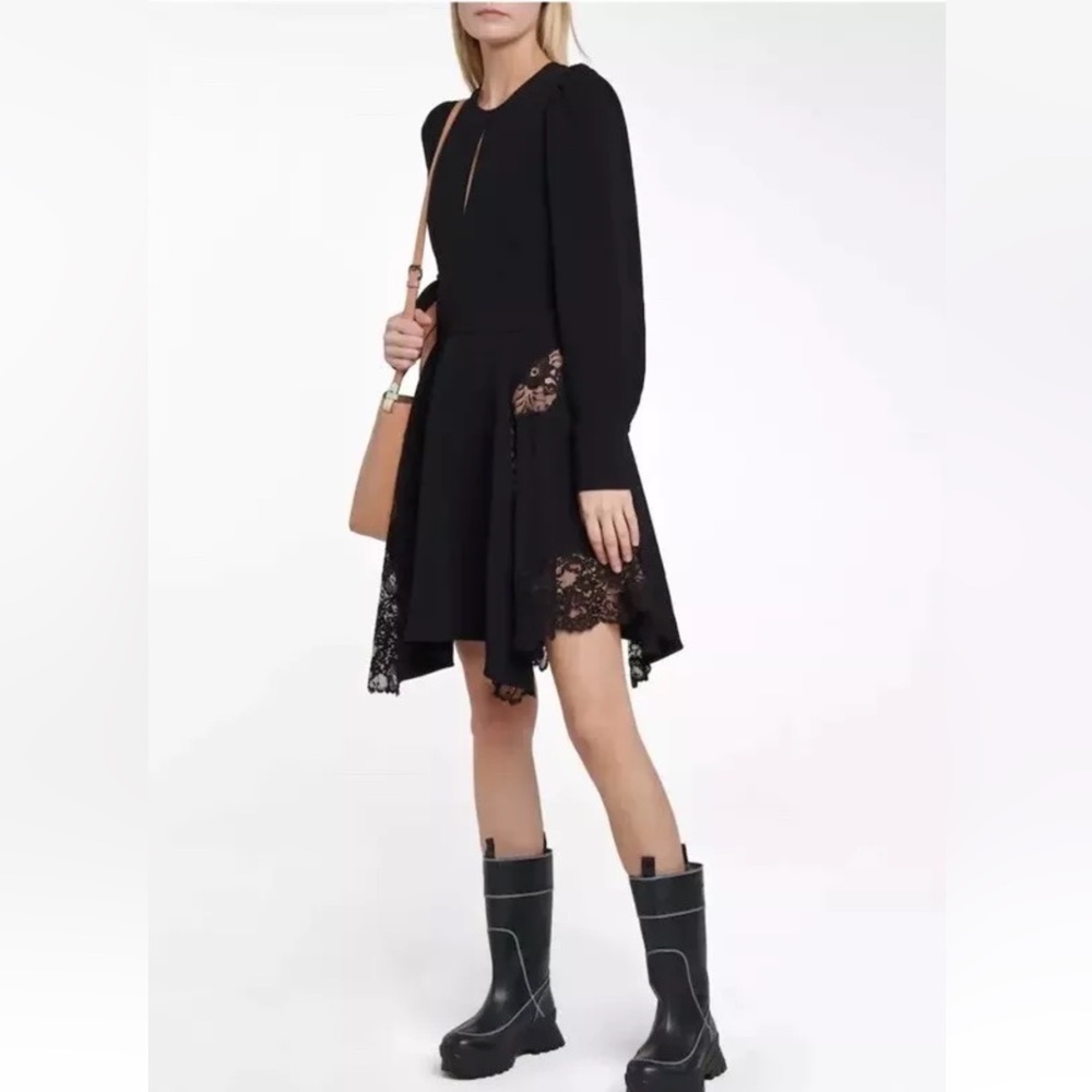 Stella McCartney Lace Panelled Asymmetric Dress IT 40 US 6 $2075 NWT ILLUSION BK